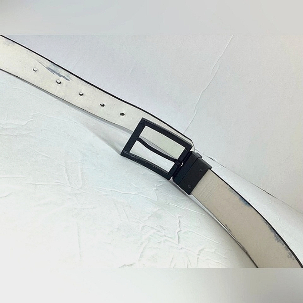 Express Men's Classic Black PU Split Leather Tectured Black Buckled Belt Sz38/39 - Picture 11 of 13